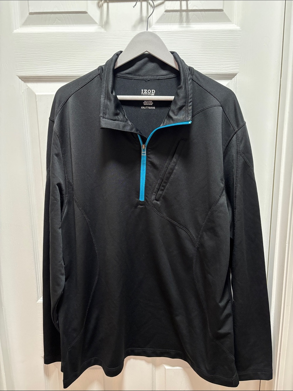 Izod Black Lightweight Quarter-Zip Pullover with Blue Trim